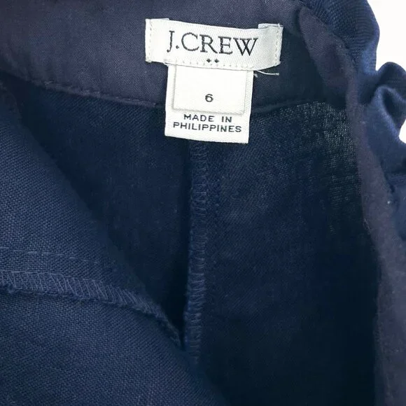 NWT J. CREW NAVY BLUE RUFFLE LINEN BLEND SHORTS - 6 - Picture 4 of 5